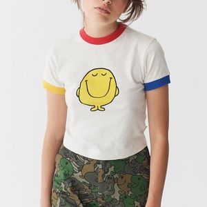 Lazy Oaf & Mr Men Mr Happy Ringer Crop Tee